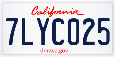 CA license plate 7LYC025