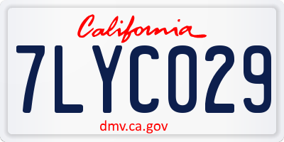 CA license plate 7LYC029