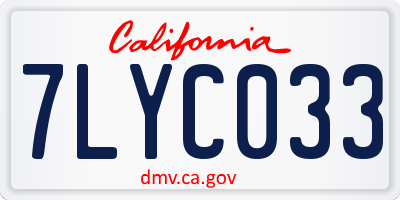 CA license plate 7LYC033