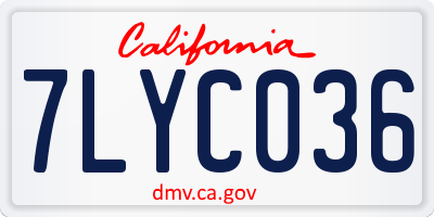 CA license plate 7LYC036