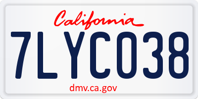 CA license plate 7LYC038