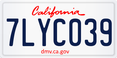CA license plate 7LYC039