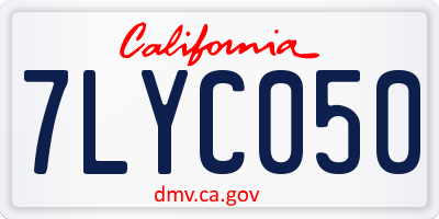 CA license plate 7LYC050
