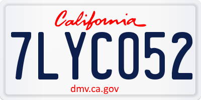 CA license plate 7LYC052
