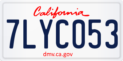 CA license plate 7LYC053