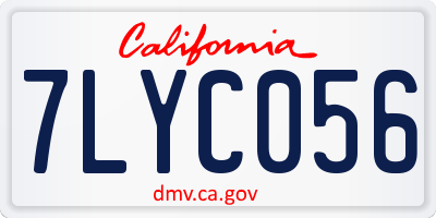 CA license plate 7LYC056