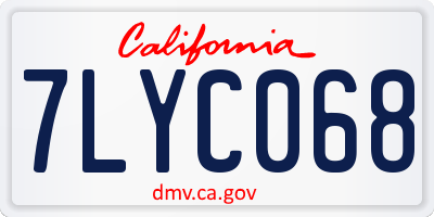 CA license plate 7LYC068