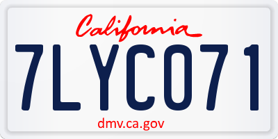 CA license plate 7LYC071