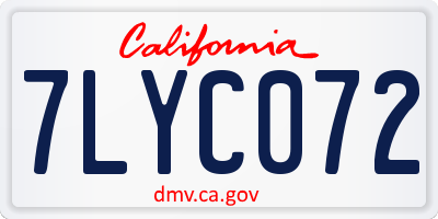 CA license plate 7LYC072
