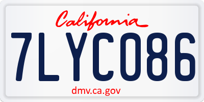 CA license plate 7LYC086