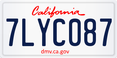 CA license plate 7LYC087