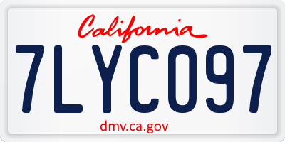 CA license plate 7LYC097