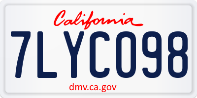 CA license plate 7LYC098