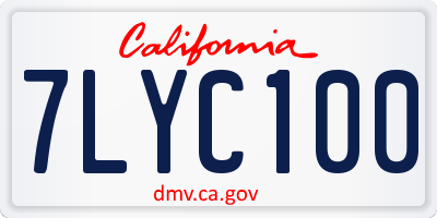 CA license plate 7LYC100