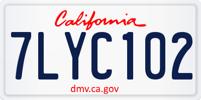 CA license plate 7LYC102