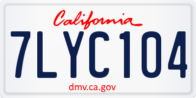CA license plate 7LYC104