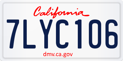 CA license plate 7LYC106