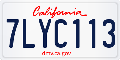 CA license plate 7LYC113