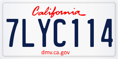 CA license plate 7LYC114
