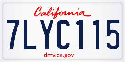 CA license plate 7LYC115