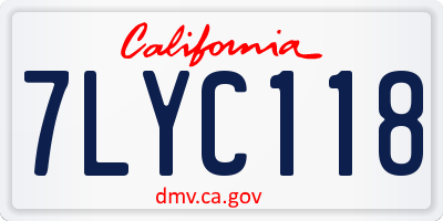 CA license plate 7LYC118
