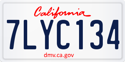CA license plate 7LYC134