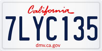 CA license plate 7LYC135
