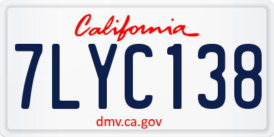 CA license plate 7LYC138