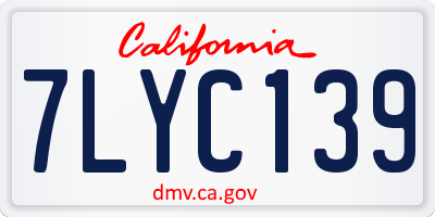 CA license plate 7LYC139