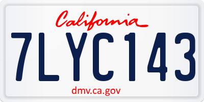 CA license plate 7LYC143