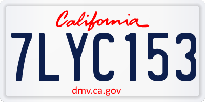 CA license plate 7LYC153