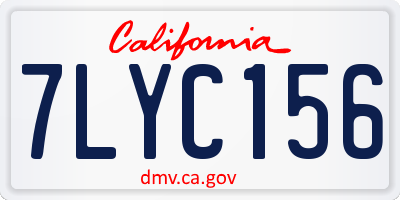 CA license plate 7LYC156