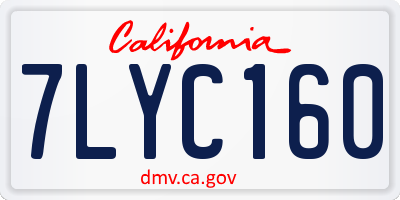 CA license plate 7LYC160