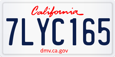 CA license plate 7LYC165