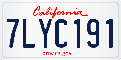 CA license plate 7LYC191