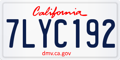 CA license plate 7LYC192