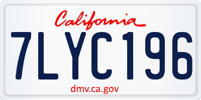 CA license plate 7LYC196