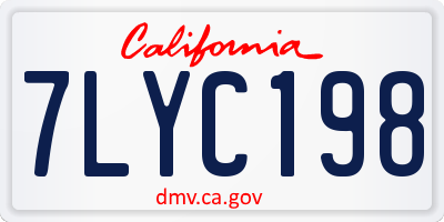 CA license plate 7LYC198