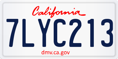 CA license plate 7LYC213
