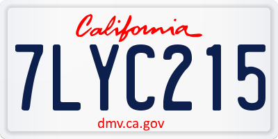 CA license plate 7LYC215