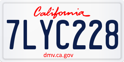 CA license plate 7LYC228