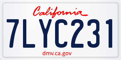 CA license plate 7LYC231