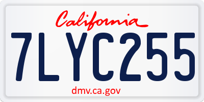 CA license plate 7LYC255