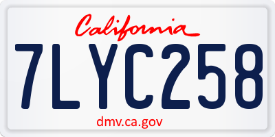 CA license plate 7LYC258