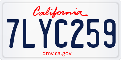 CA license plate 7LYC259