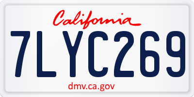 CA license plate 7LYC269