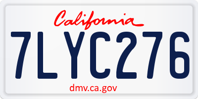 CA license plate 7LYC276