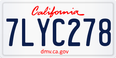CA license plate 7LYC278