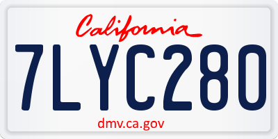 CA license plate 7LYC280