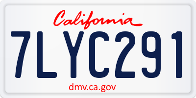 CA license plate 7LYC291